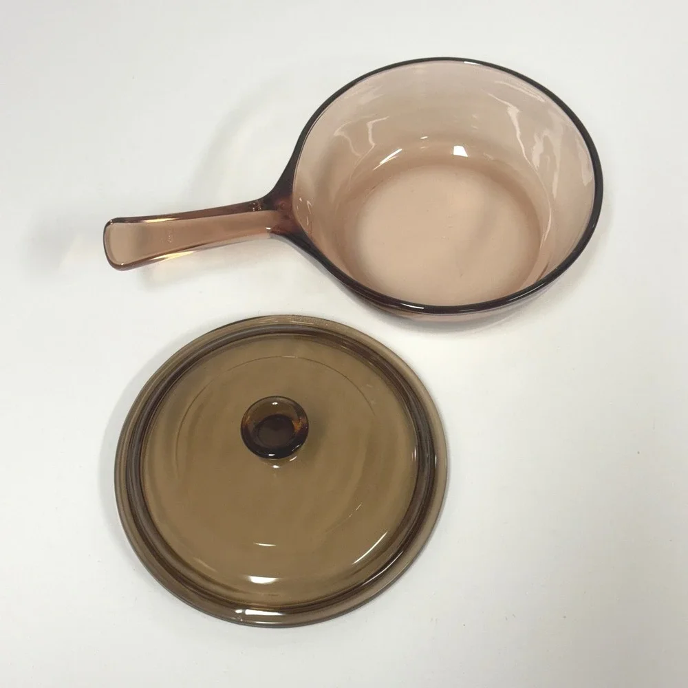 Vintage Visions Corning Amber Glass 0.5L Saucepan Pot